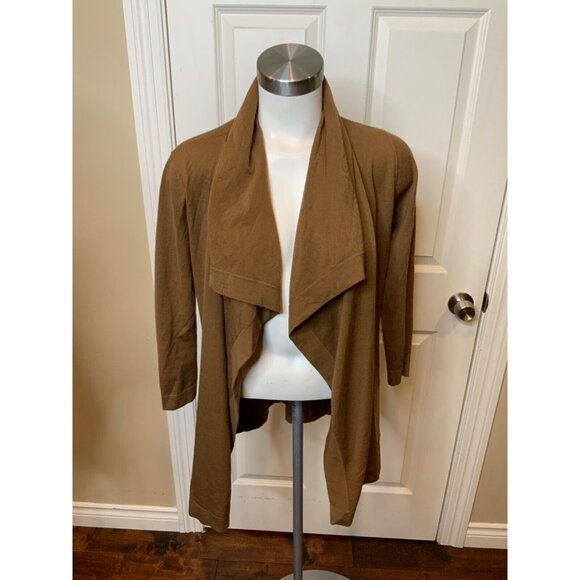 Theory Brown Open Front 3/4 Sleeve Cardigan, Size Small - Picture 1 of 5